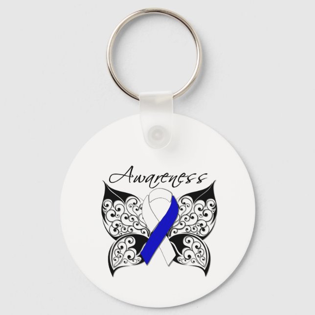 Tattoo Butterfly Awareness - ALS Disease Keychain (Front)