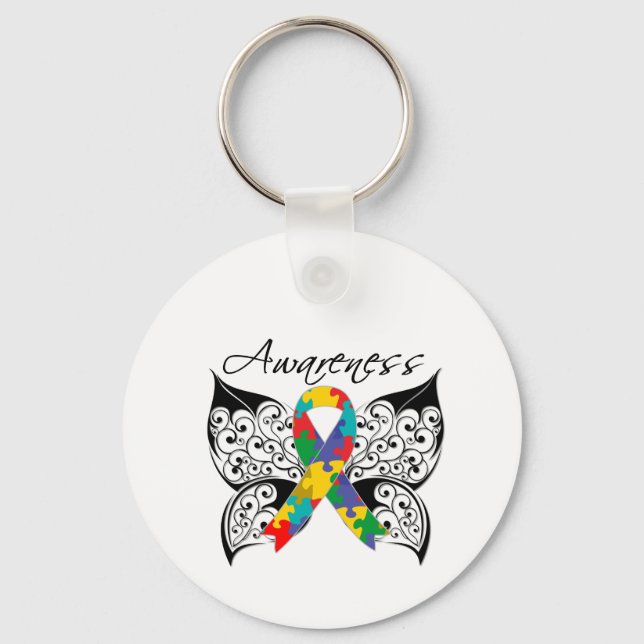 Tattoo Butterfly Awareness - Autism Keychain (Front)