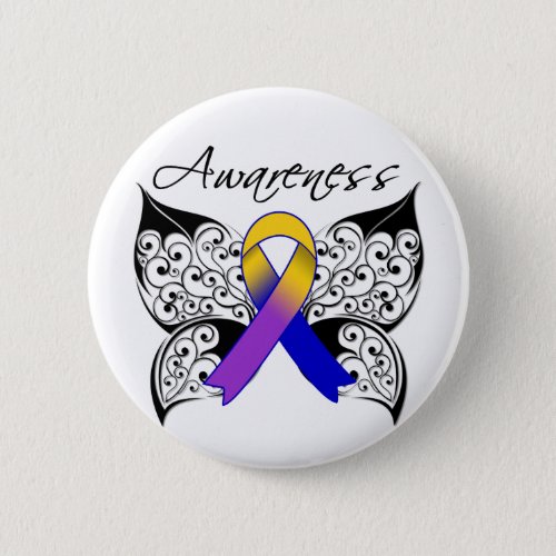 Tattoo Butterfly Awareness _ Bladder Cancer Pinback Button