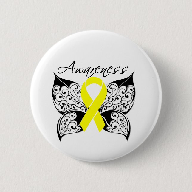 Tattoo Butterfly Awareness - Bladder Cancer Pinback Button (Front)