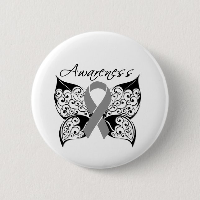 Tattoo Butterfly Awareness - Brain Cancer Button (Front)