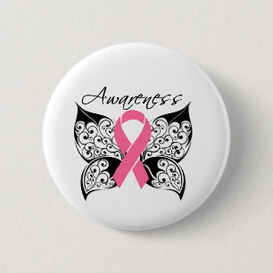 Tattoo Butterfly Awareness - Breast Cancer Pinback Button