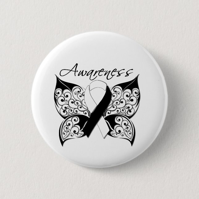 Tattoo Butterfly Awareness - Carcinoid Cancer Pinback Button (Front)