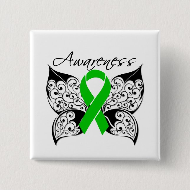 Tattoo Butterfly Awareness - Cerebral Palsy Button (Front)