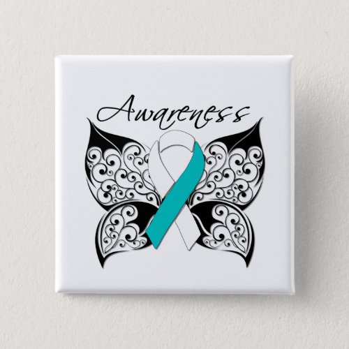 Tattoo Butterfly Awareness _ Cervical Cancer Pinback Button