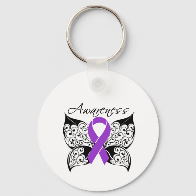 Tattoo Butterfly Awareness - Crohn's Disease Keychain (Front)