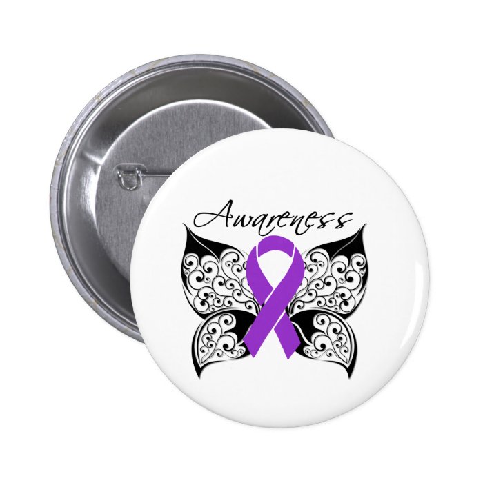 Tattoo Butterfly Awareness   Epilepsy Pinback Button