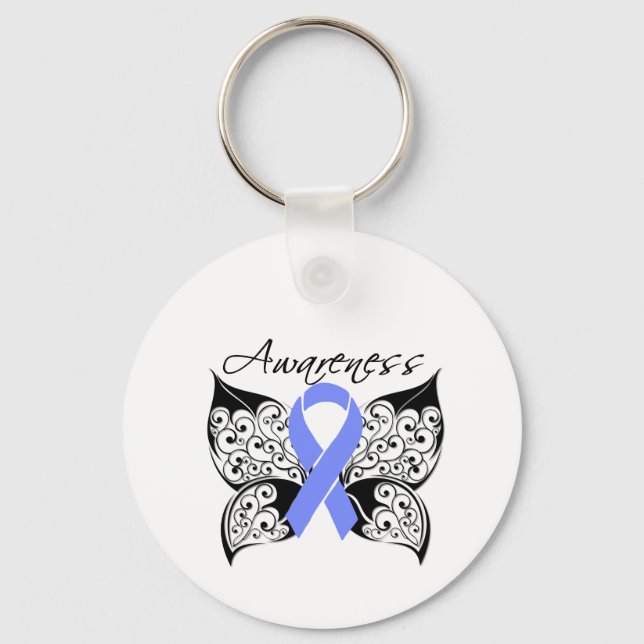 Tattoo Butterfly Awareness - Esophageal Cancer Keychain (Front)