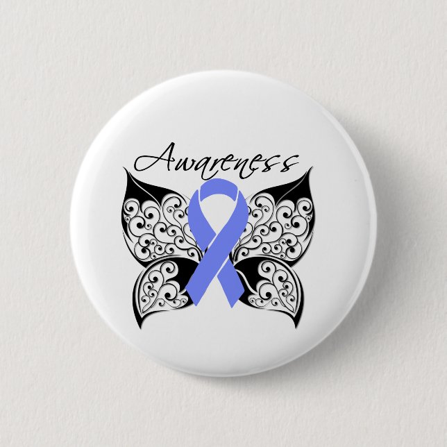 Tattoo Butterfly Awareness - Esophageal Cancer Pinback Button (Front)