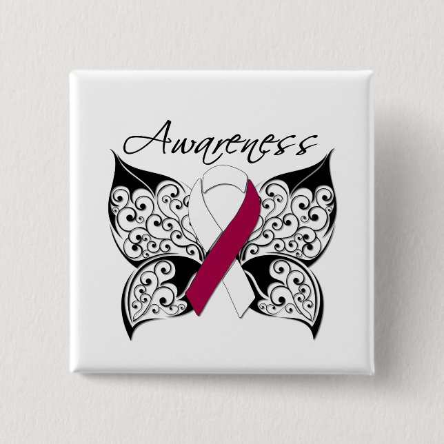Tattoo Butterfly Awareness - Head Neck Cancer Button (Front)