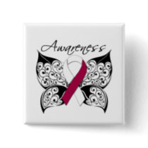 Tattoo Butterfly Awareness - Head Neck Cancer Button