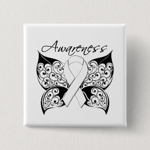 Tattoo Butterfly Awareness - Lung Cancer Pinback Button