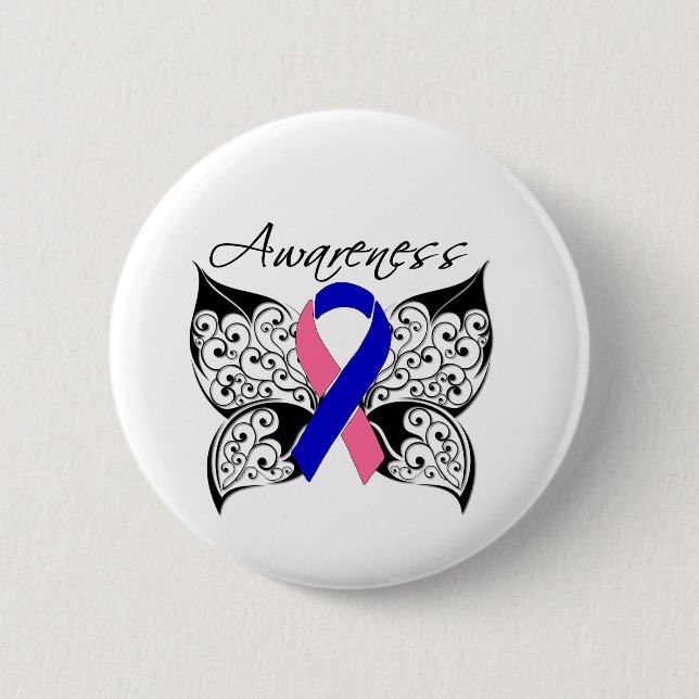 Tattoo Butterfly Awareness - Male Breast Cancer Pinback Button (Front)