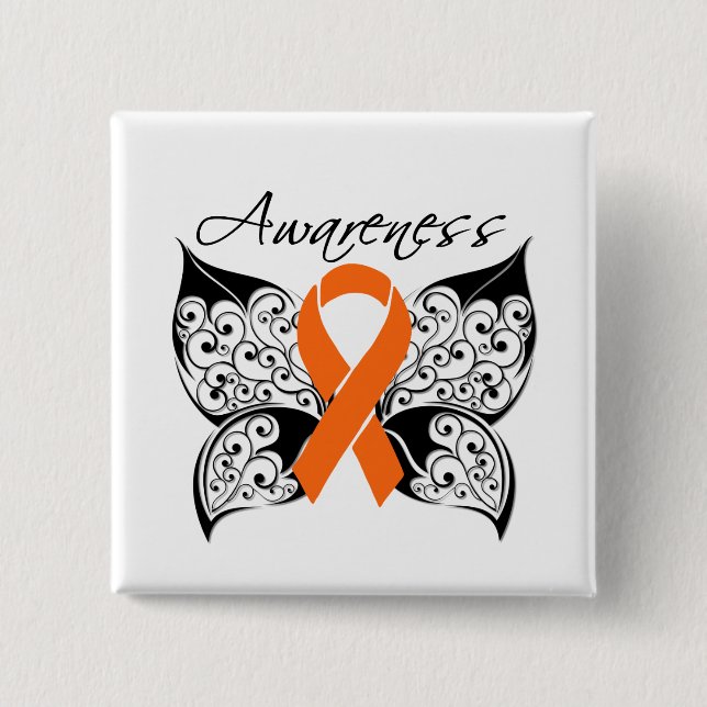 Tattoo Butterfly Awareness - Multiple Sclerosis Button (Front)