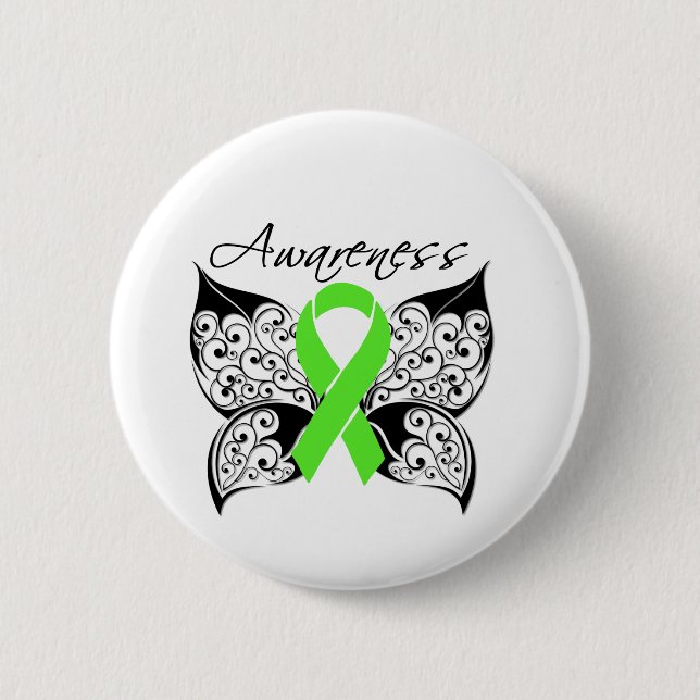 Tattoo Butterfly Awareness Non-Hodgkin's Lymphoma Pinback Button (Front)