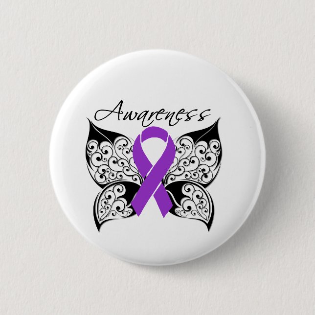 Tattoo Butterfly Awareness - Pancreatic Cancer Button (Front)