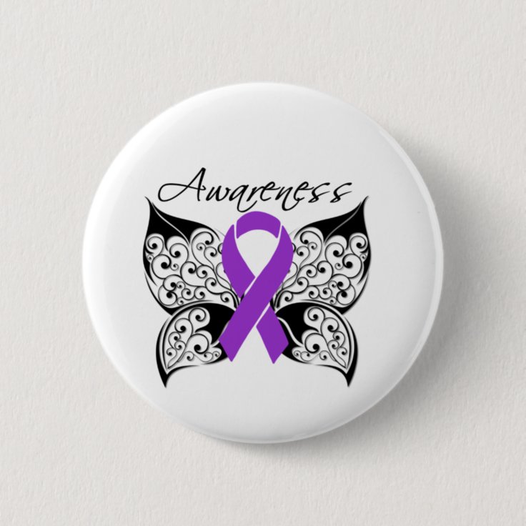 Tattoo Butterfly Awareness - Pancreatic Cancer Button | Zazzle