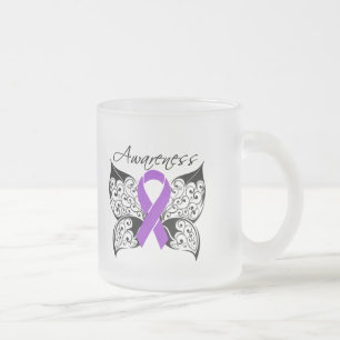 Tattoo Butterfly Awareness - Pancreatic Cancer Frosted Glass Coffee Mug