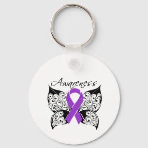 Tattoo Butterfly Awareness - Pancreatic Cancer Keychain
