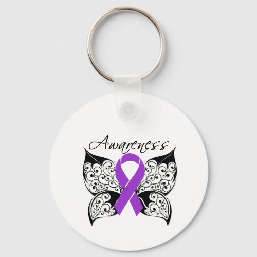 Tattoo Butterfly Awareness _ Pancreatic Cancer Keychain