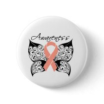 Tattoo Butterfly Awareness - Uterine Cancer Pinback Button