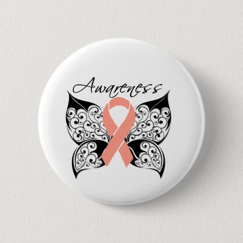 Tattoo Butterfly Awareness _ Uterine Cancer Pinback Button