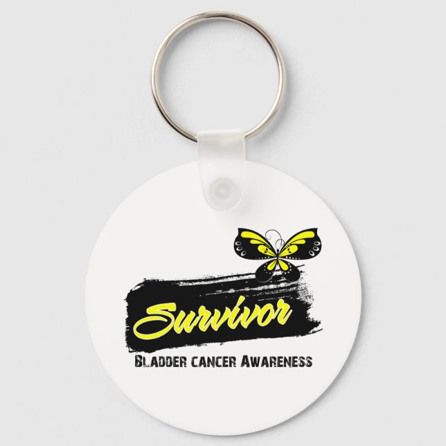 Tattoo Butterfly Bladder Cancer Survivor Keychain (Front)