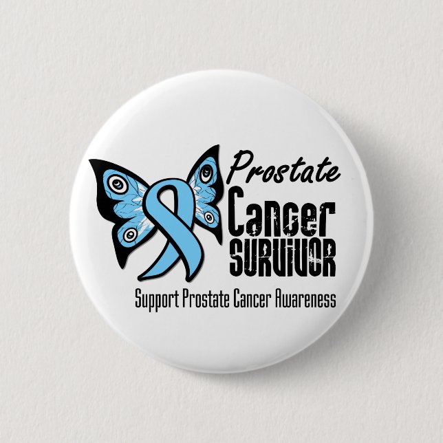 Tattoo Butterfly Prostate Cancer Survivor Pinback Button (Front)