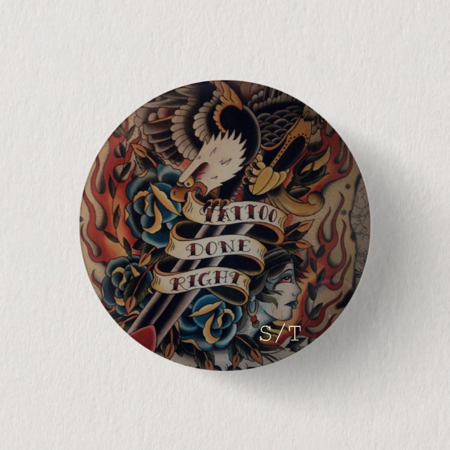 TATTOO can badge Pinback Button (Front)
