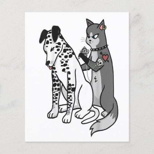 Tattoo Cat Inked Dalmatian Cartoon Funny Graphic Flyer