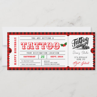Tattoo Christmas Gift Ticket Certificate Voucher Invitation
