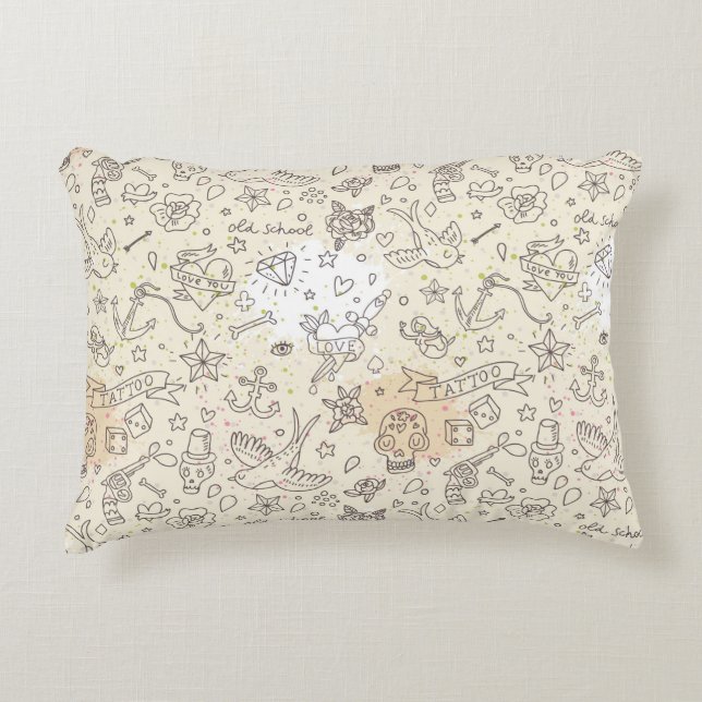 Tattoo concept pattern decorative pillow (Front)