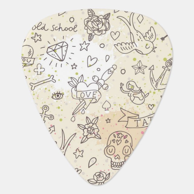 Tattoo concept pattern guitar pick (Front)