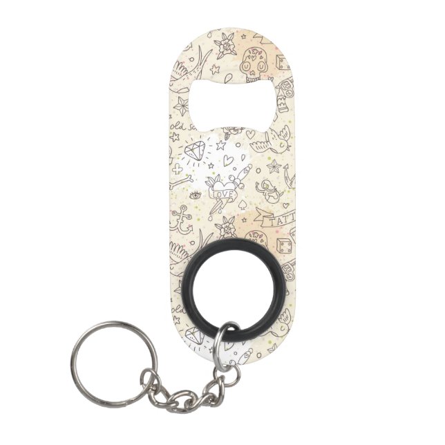 Tattoo concept pattern keychain bottle opener (Front)