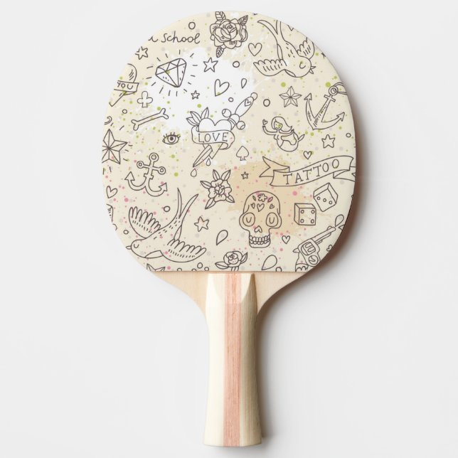 Tattoo concept pattern Ping-Pong paddle (Front)