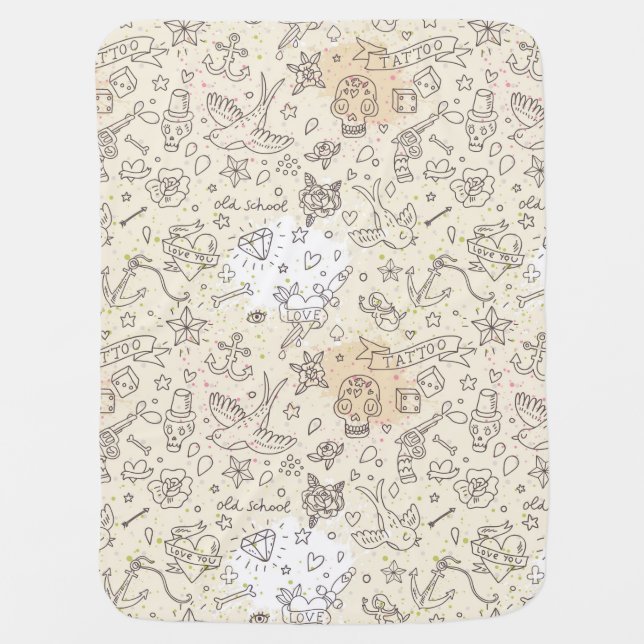 Tattoo concept pattern receiving blanket (Front)
