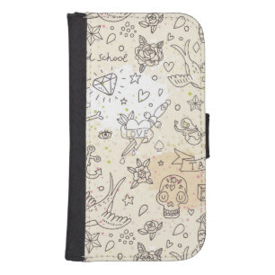 Tattoo concept pattern wallet phone case for samsung galaxy s4
