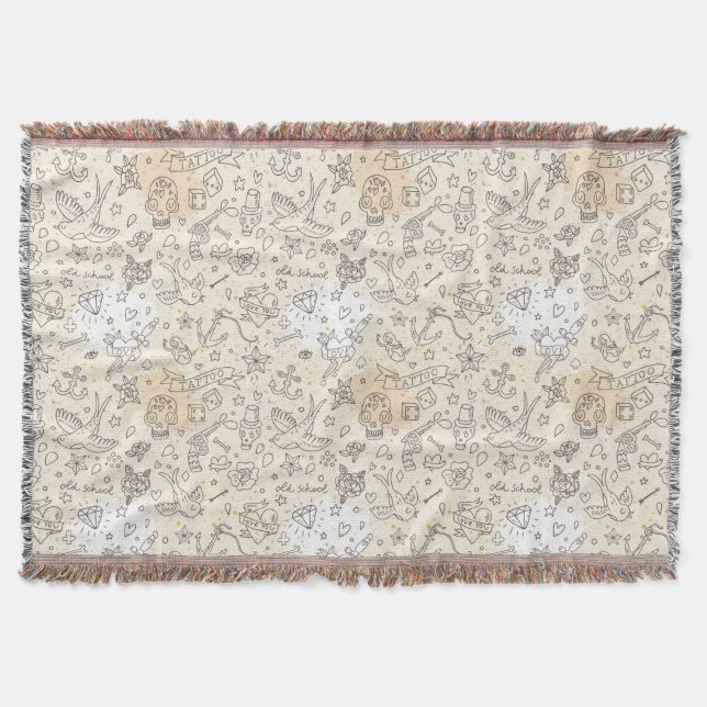 Tattoo concept pattern throw blanket (Front)