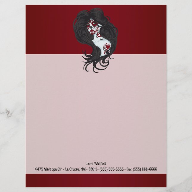 Tattoo Day of the Dead Sugar Letterhead Stationery (Front)