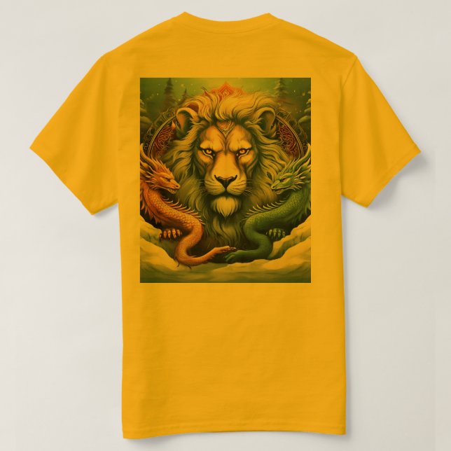 tattoo design a lion and the dragon over the snow T-Shirt (Design Back)