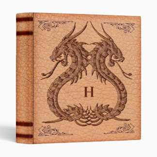 Tattoo Dragon Monogram Leather Look 3 Ring Binder