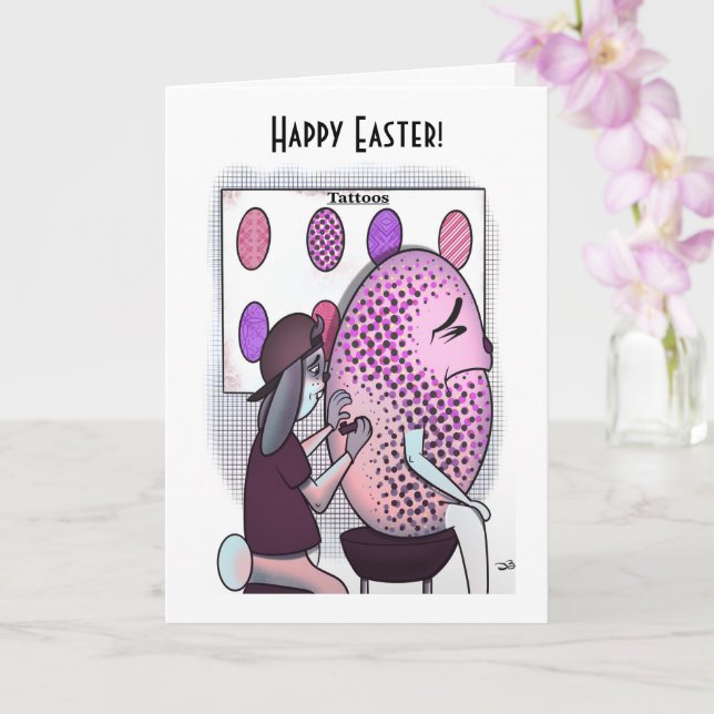 Tattoo Easter Egg Greeting Card (Orchid)