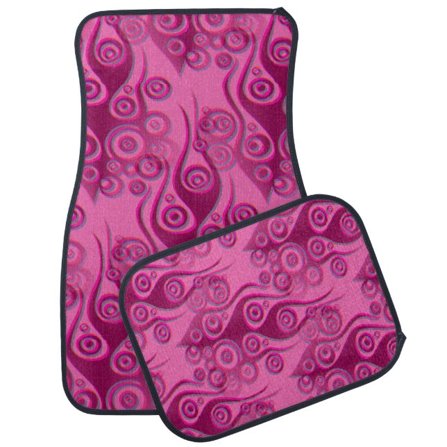 Tattoo flames & circles pattern + your backgr. car floor mat (Set)