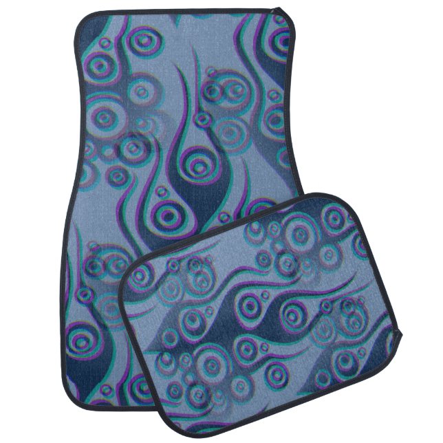 Tattoo flames & circles pattern + your backgr. car mat (Set)