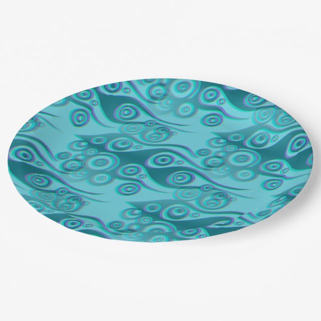 Tattoo flames & circles pattern + your backgr. paper plates (Angled)