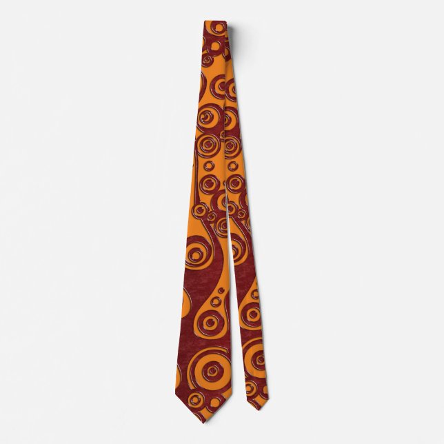 Tattoo flames & circles red glass + your backgr. neck tie (Front)