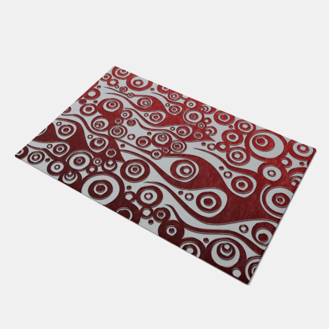 Tattoo flames & circles red + your backgr. color doormat (Angled)