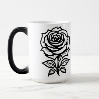 Tattoo Flash Art Simple Rose Color Morph Mug