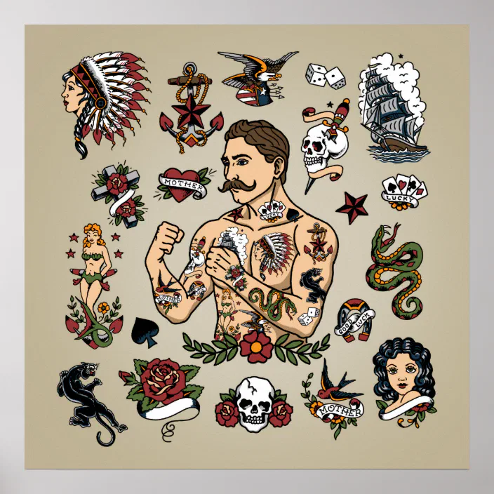 Tattoo Flash Poster Zazzle Com