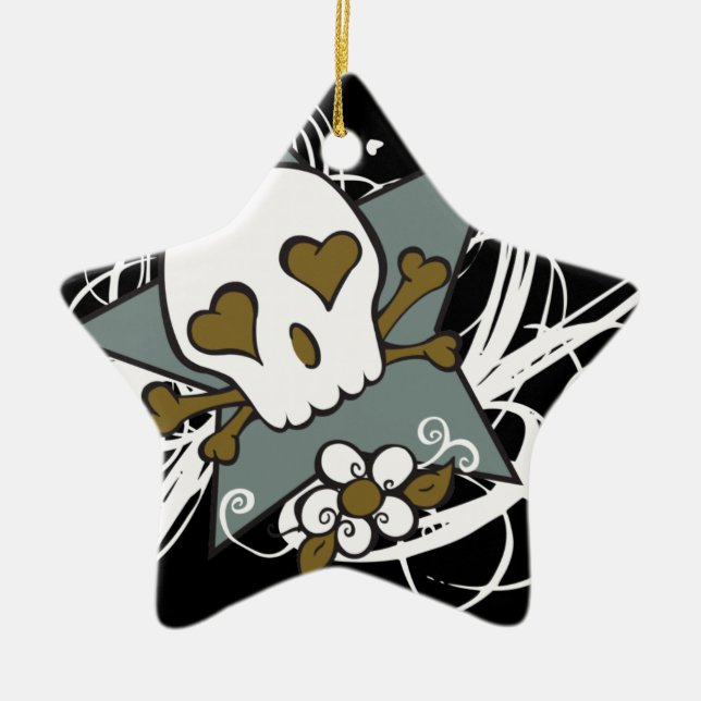 Tattoo Fluer Skull Holiday Ornament (Front)